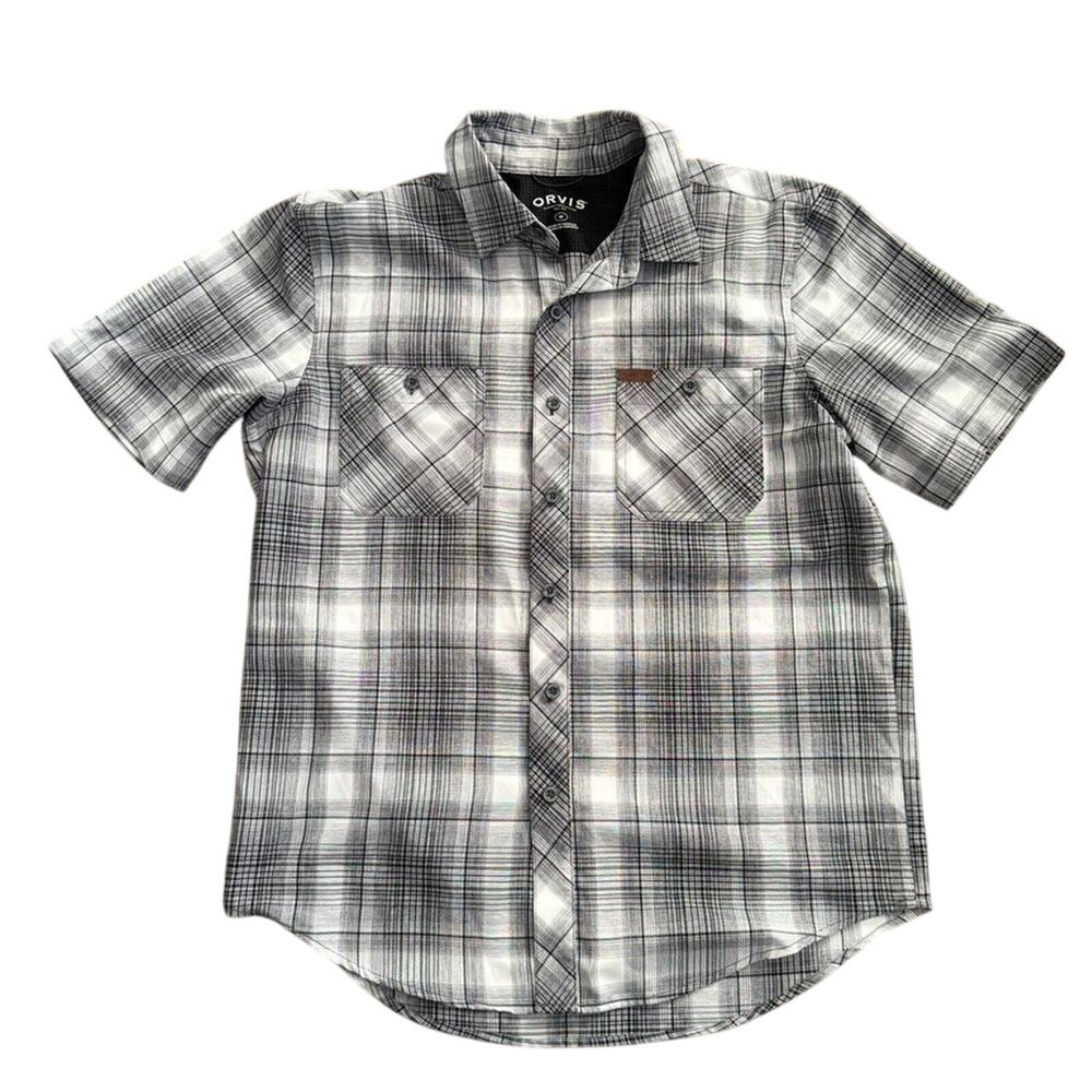 Orvis Men's Plaid Short Sleeve‎ Button Down Casual Shirt Black White Size Medium